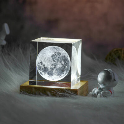 3D Crystal Cube Moon Nightlight