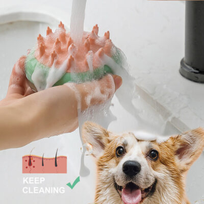 New 2 In 1 Pet Bathing Massage Shampoo Dispensing Grooming Brush