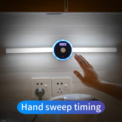 Smart Cabinet Light Clock Timing Sensor Light Removable LED Wardrobe Light Manual Sweep Switch Light